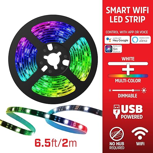 Miniatura 6 de Energizer Smart WiFi - Tira de luz LED regulable multicolor y blanco brillante de 6.5 pies, paquete de 2