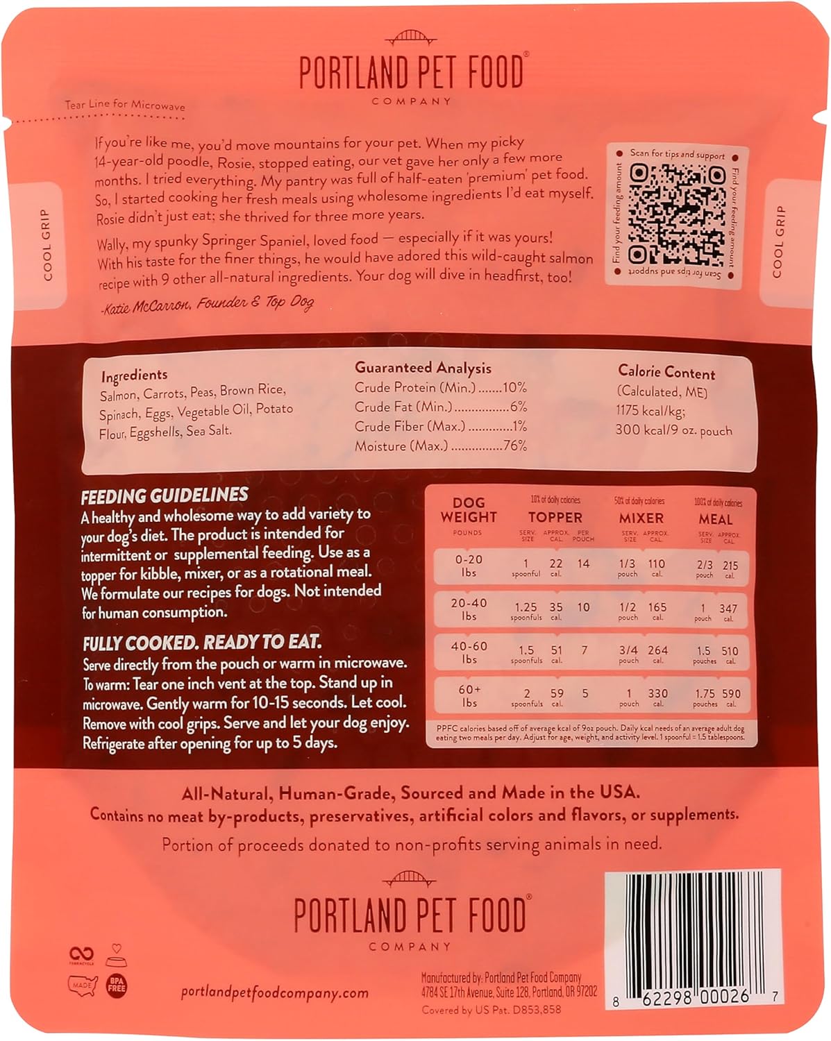 Portland PET Food Company Wally's Salmon N Rice Dog Meal, 9 OZ - Image 2