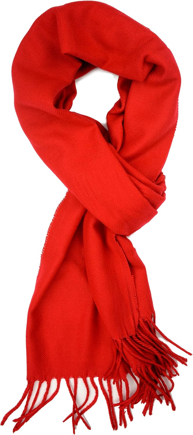 Plum Feathers Winter Scarf Shawl with Cashmere Feel - Rich Solid Colors Winter Scarves and Wraps 72" x 12"