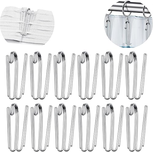 Ganchos de metal para cortinas, pasadores de cinta plisados, ganchos de punta profunda resistentes (paquete de 30)