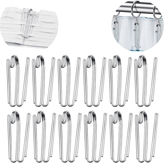 Metal Curtain Hooks Pinch Pleat Header Tape Pins Heavy Duty Deep Prong Hooks(20 Pack)