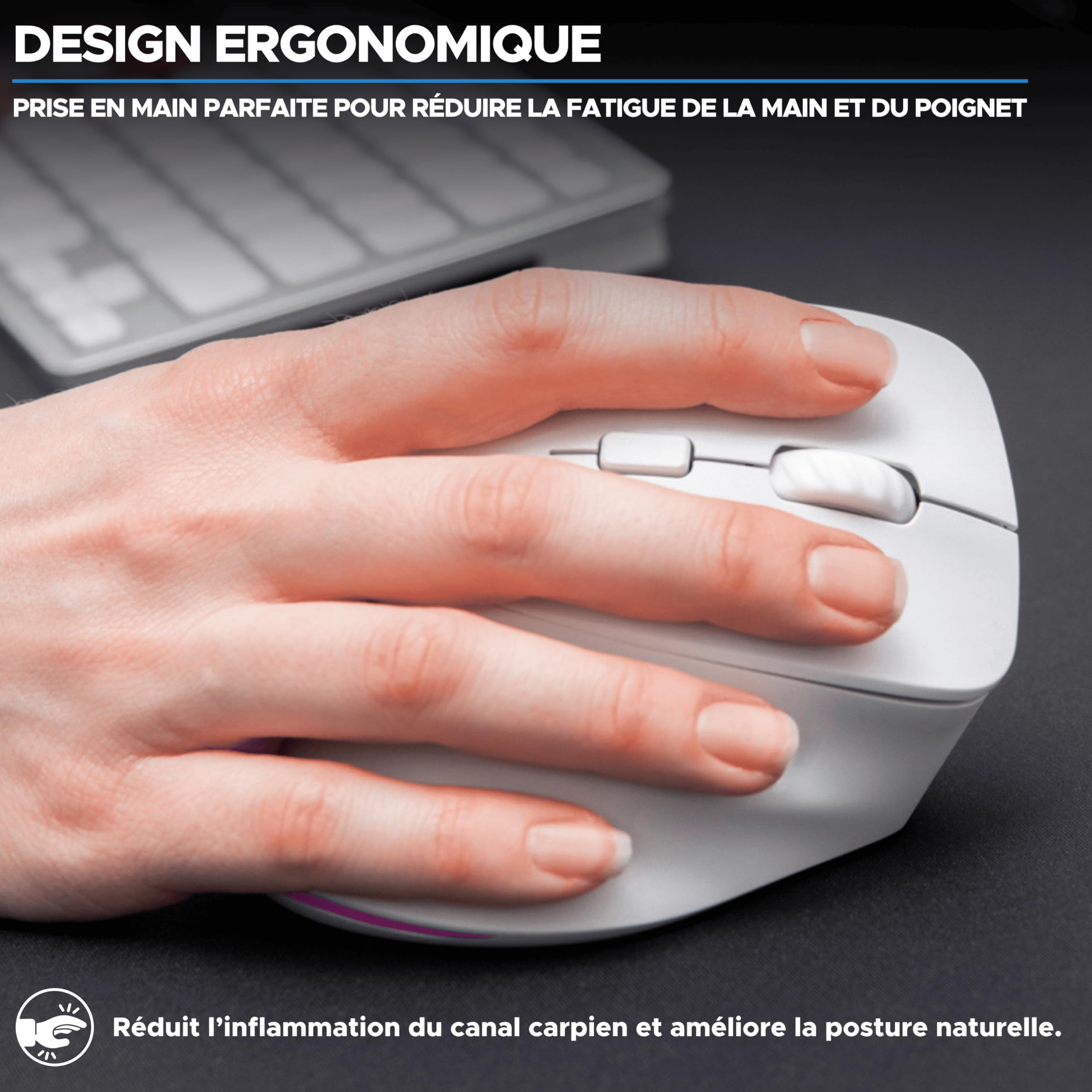 Bluestork - Ergonomiczna mysz bezprzewodowa, połączenie 2,4 Ghz + Bluetooth, 800-2400 DPI, 6 przycisków, LED RGB - ergonomiczna mysz pionowa, zapobieganie bólom - PC, Mac, IPAD, tablet, praworęczny