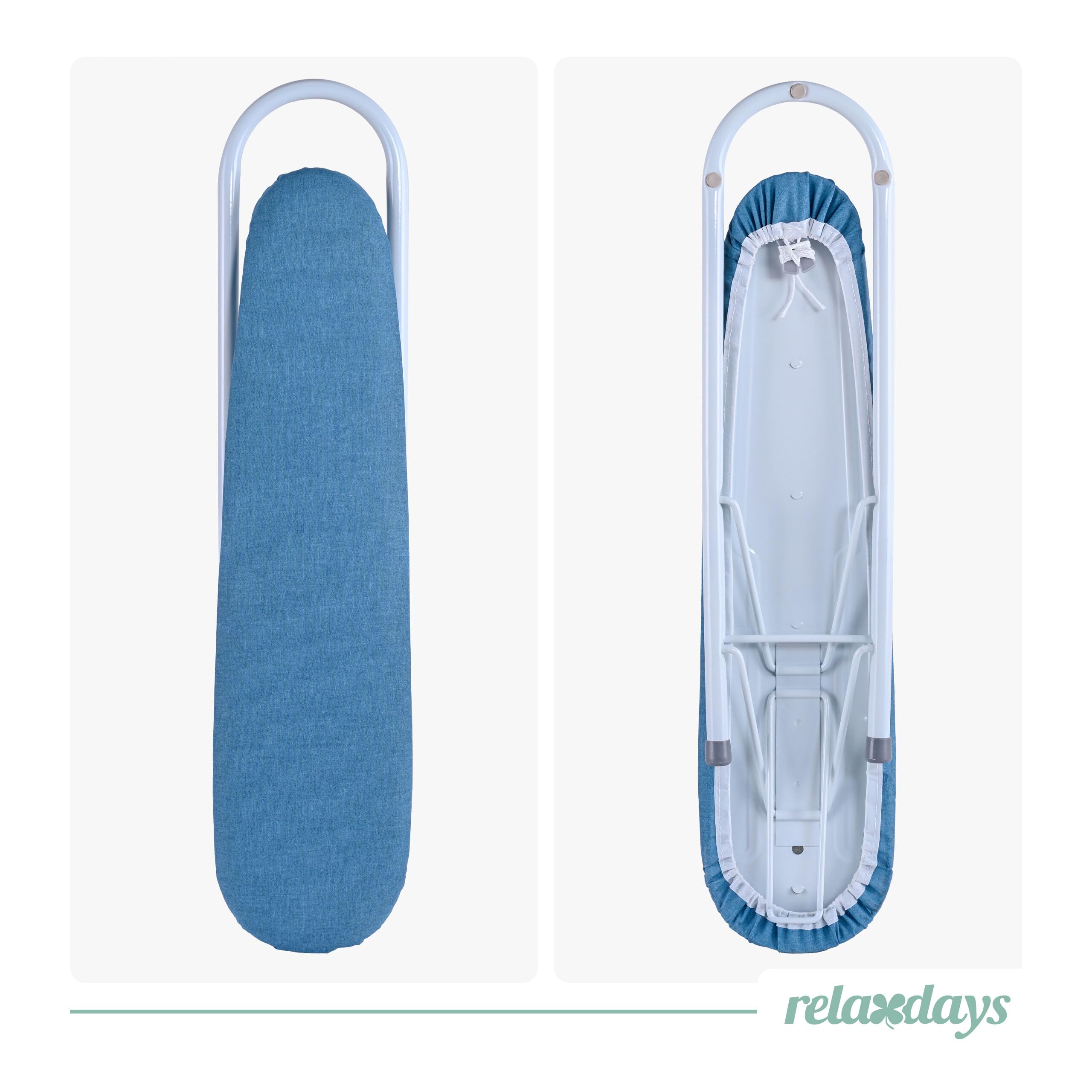 Relaxdays Ärmelbrett, Hemdärmel bügeln, 52 x 12,5 cm Bügelfläche, blau/weiß | Baumwollbezug, klappbares Ärmelbügelbrett