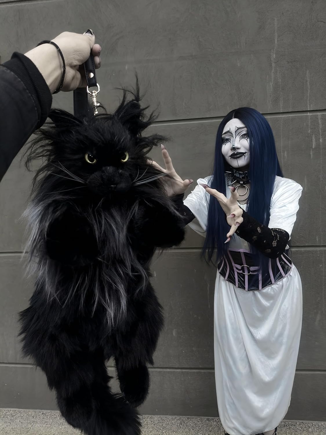 Chongker Black Realistic Cat Plush Backpack, Black Cat Gothic Accessories - Soft Stuffed Animal Handbag with Adjustable Straps, Gothic Gifts for Women - Image 5