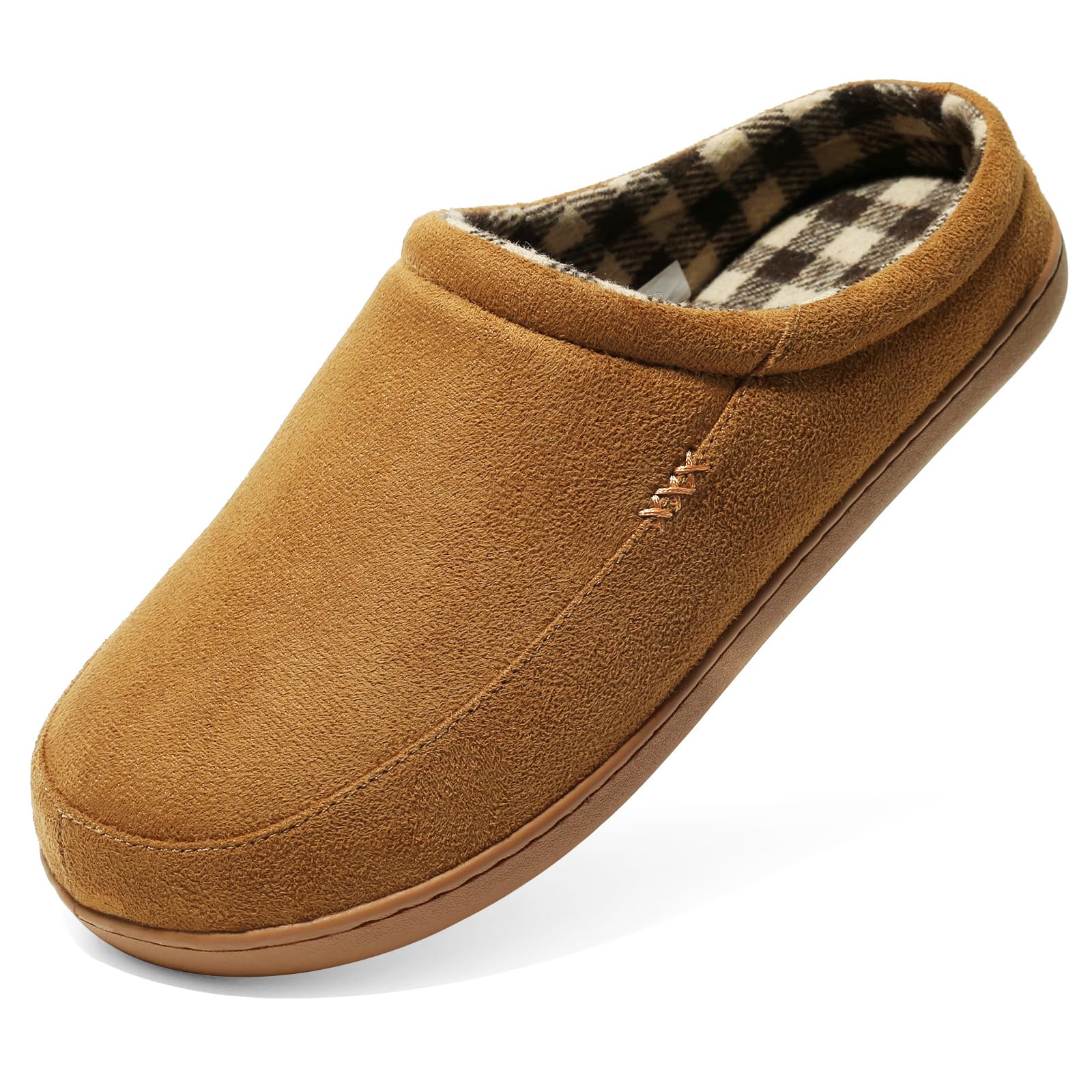 NewDenBer Men's Warm Memory Foam Suede Plush Fleece Lined Slip on Indoor Outdoor Clog House Slippers