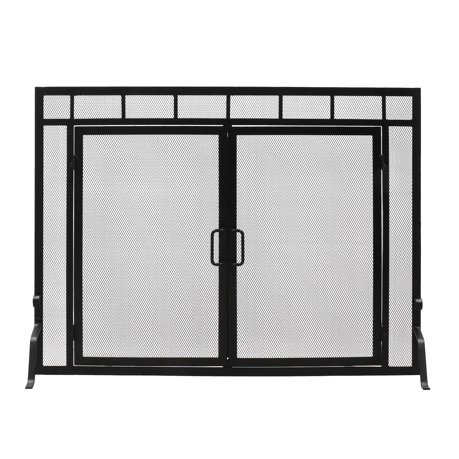 Minuteman International X800285 Sidelight Classic Flat Fireplace Screen with Doors, 44 x 33