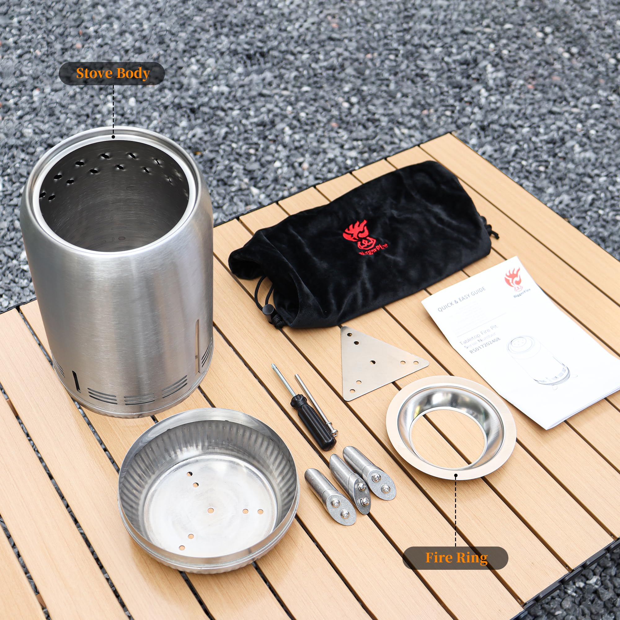 XL Tabletop Fire Pit, Stainless Steel Outdoor Stove, Low Smoke Burning Portable fire pits Firepit Fueled by Pellets or Wood - Image 4