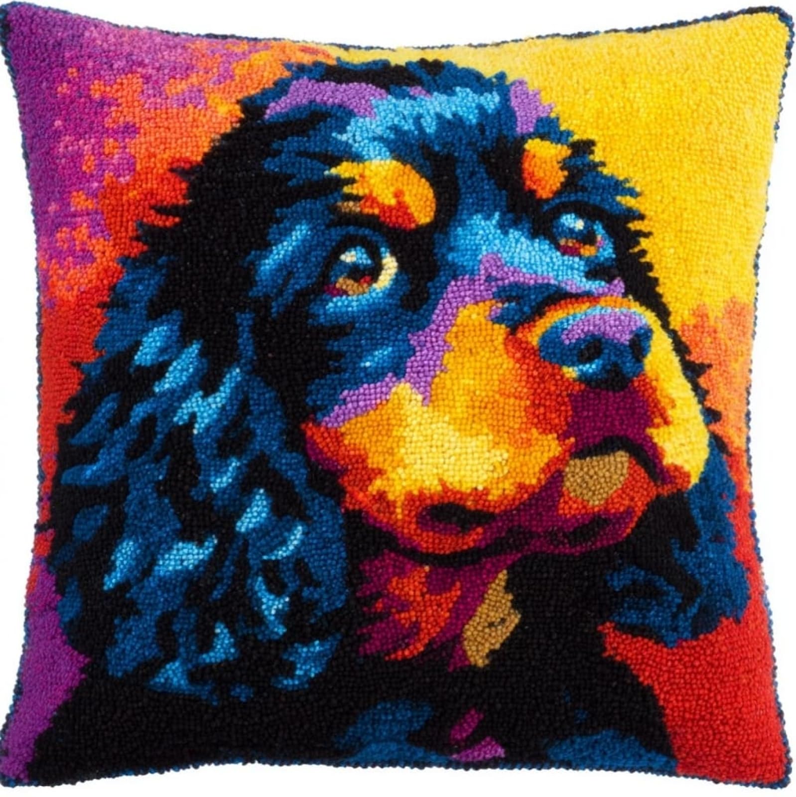 WallustrioaW Latch Hook Pillow Kits Cushion,Charles Spaniel Animal Dog