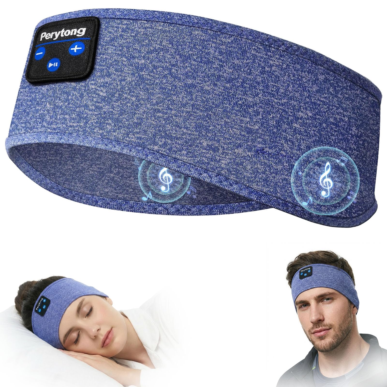 Perytong Sleep Headband Headphones Sleeping Bluetooth 5 4 Headphones for Side Sleepers Over-Ear Earphones with Ultra-Thin Stereo Speakers