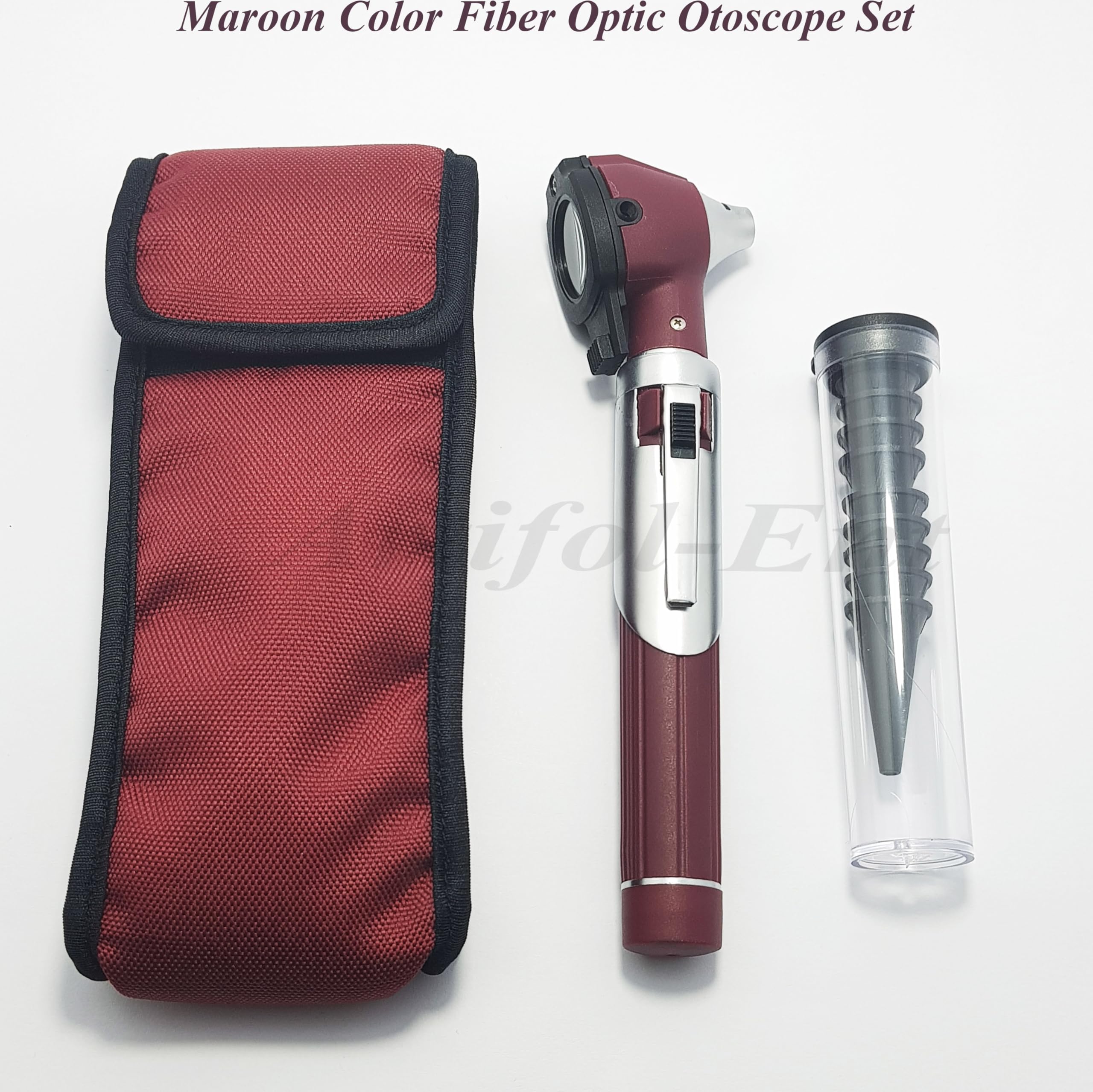 Fiber Optic Otoscope Examination Set Mini Pocket Size Brown Color #OS1009