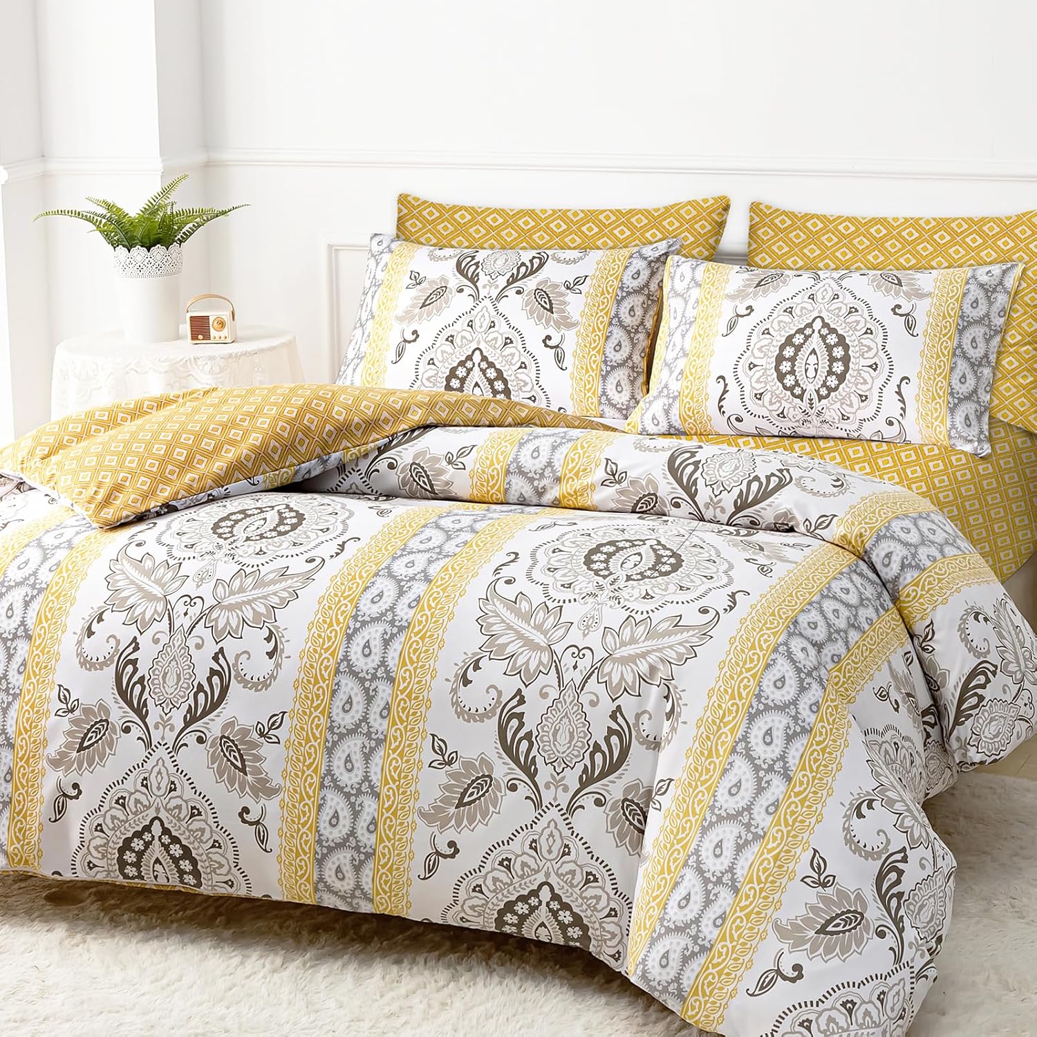 DEKORO Double Duvet Set Premium Microfibre Duvet Cover Sets Reversible Bedding Double Set