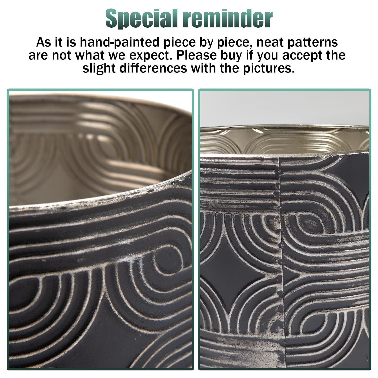 Planters for Indoor Plants, Metal Plant Pots with Gold Stand, 9 and 10 Inch Lightweight Flower Pots for Mid Century Modern Living Room, Corner, Garden, Patio, Black Outdoor Planter Set of 2