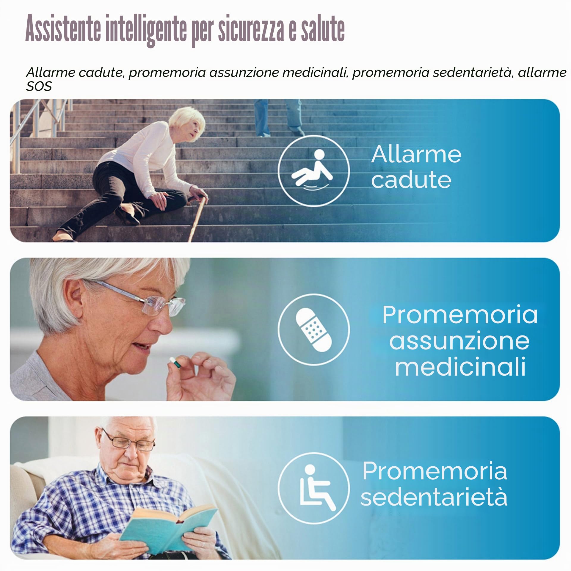 Orologio Intelligente con Rilevamento delle Cadute per Anziani, Bracciale SOS Salvavita Anziani con GPS, Videochiamata HD, Chiamata Vocale HD E Ricarica Magnetica - Impermeabile IP67,Black