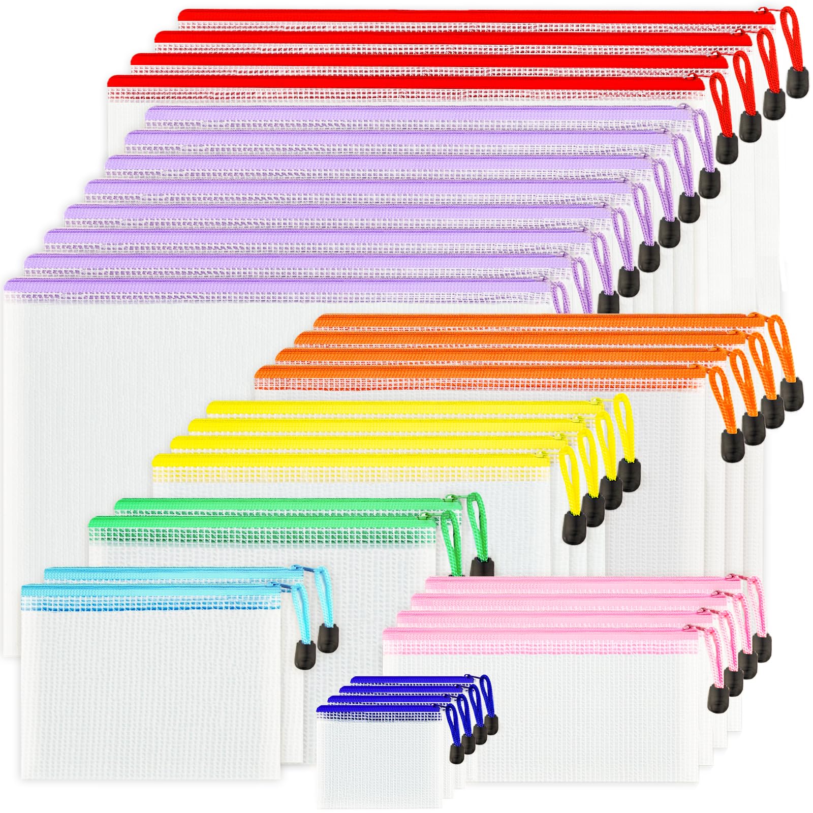 32pcs mesh zipper pouch bags 8 sizes 8 colors zipper pouches for organizing board game storage travel school office
