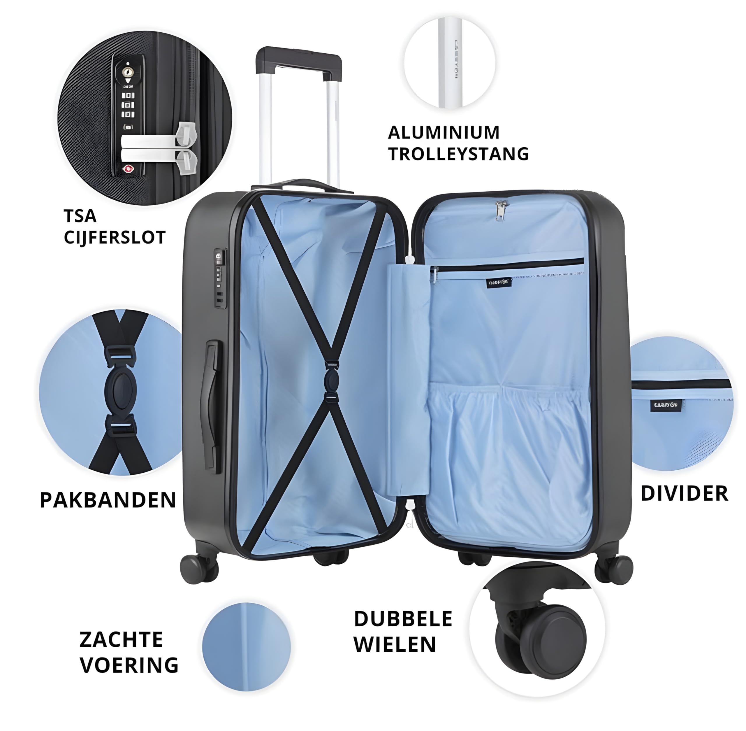 CarryOn Skyhopper kosmetyczka i Bagaż podręczny walizka 55 cm (Czarny, Walizka + kosmetyczka)