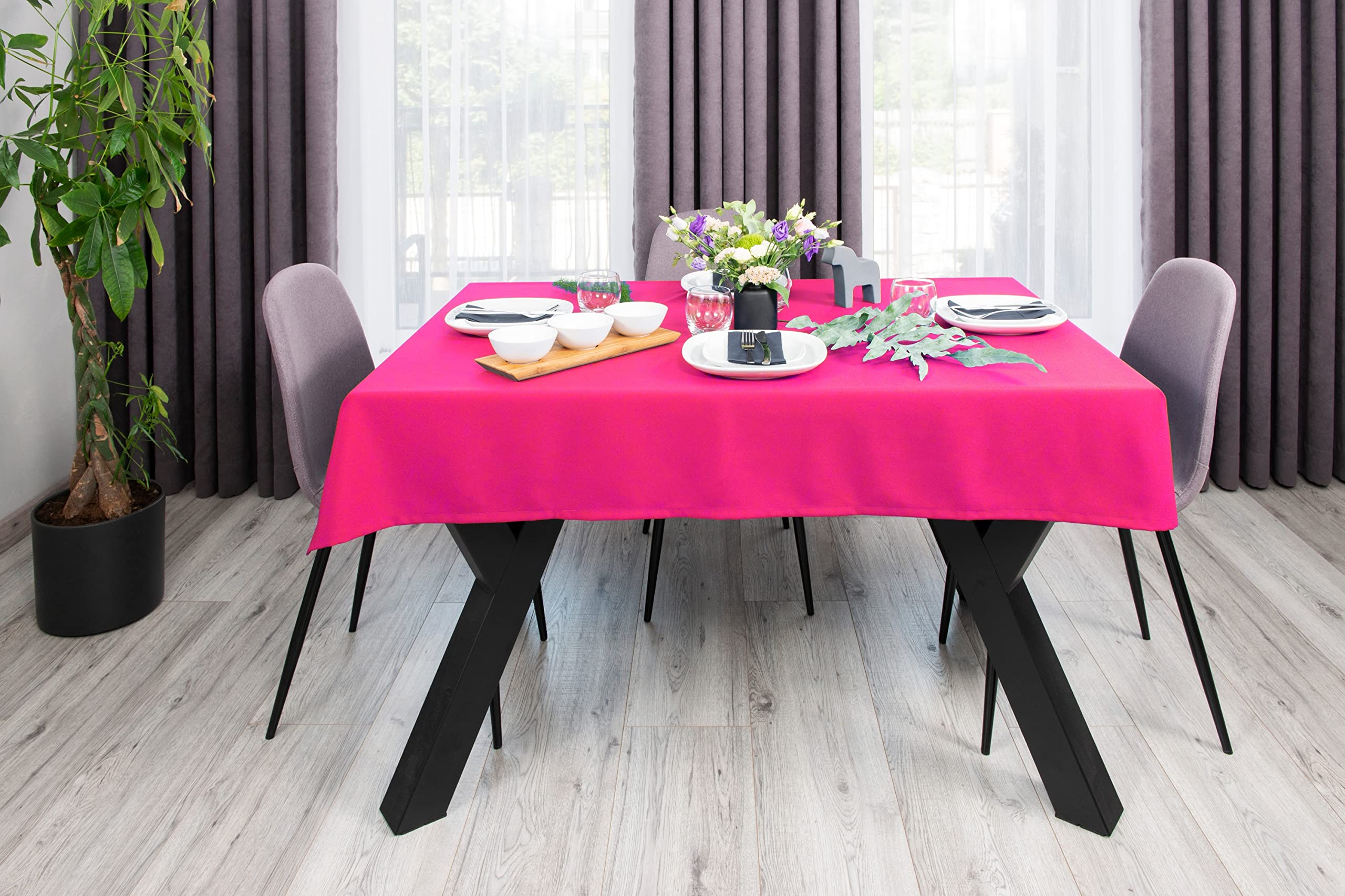 NIBLO Tablecloth Table Runner Table Linen Table Decoration Table Cloth (Dark Pink, Tablecloth - 140 x 220 cm) - Image 3