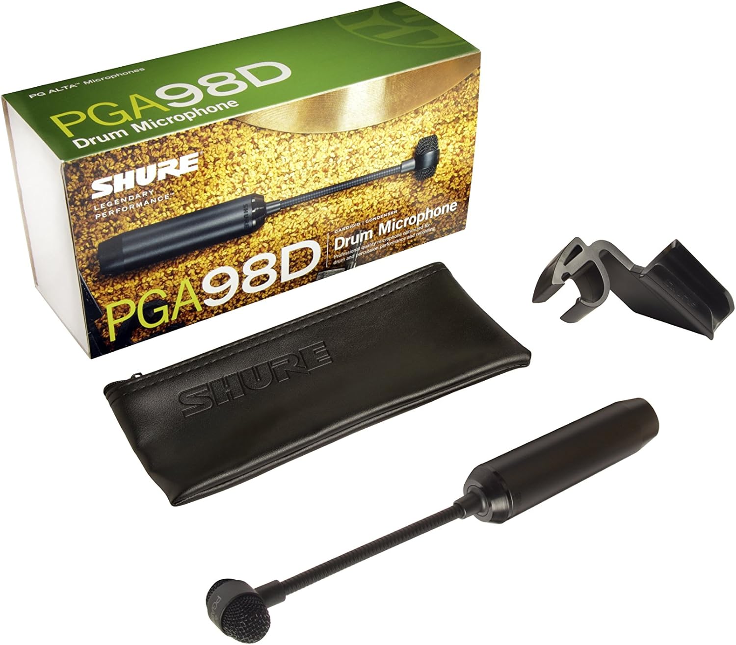 Shure PGA98D Condenser Microphone - with Cardioid Pick-up Pattern,Condenser Gooseneck Drum Microphone with AP98DM Drum Mount, No Cable (PGA98D-LC) : Musical Instruments