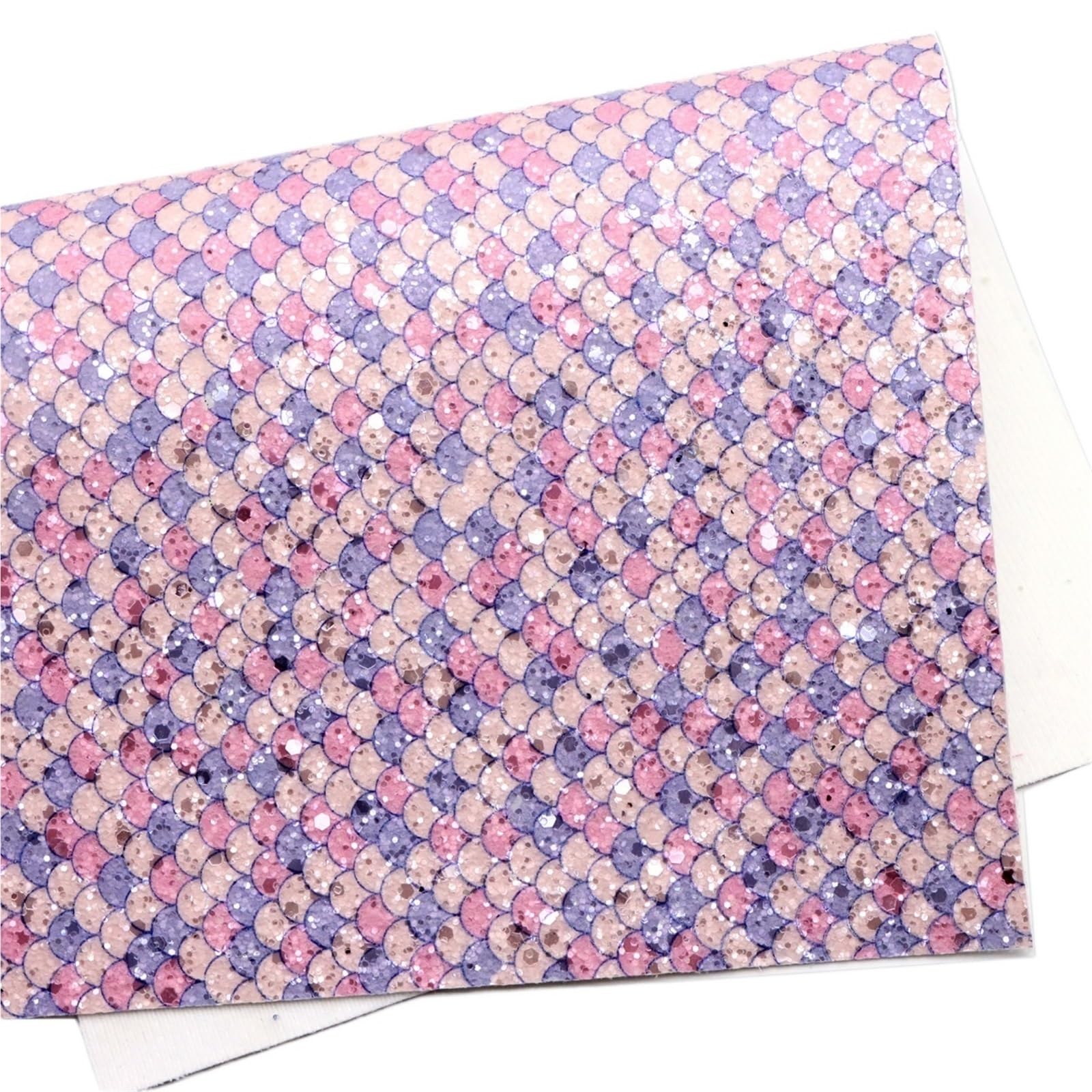 Sparkle PU Leather Fabric 2pcs 7.87x12.99inches Scale Pattern Faux Leather Sheets Sequins Shimmer Chunky Glitter Synthetic Fabric