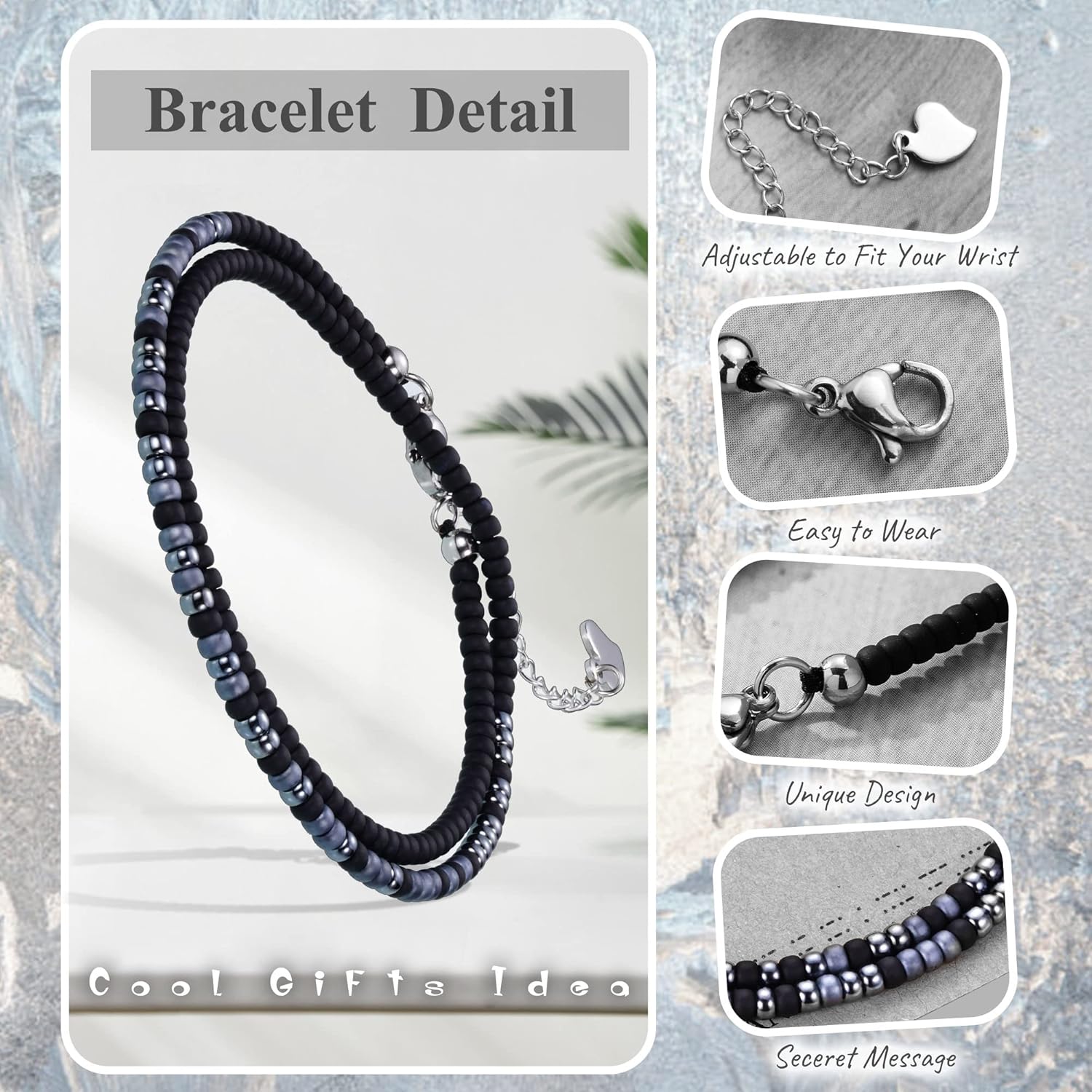 Btysun Inspirational Morse Code Bracelets for Women Men Teen Girl Gifts Best Friend Birthday Gifts for Him Her Adjustable Layered Secret Message Sister Bff Girfriend Sister Christmas Jewelry - Image 3