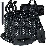 Kinetic Recovery Tow Rope 5/8" x 20ft, 38000lbs Snatch Strap,Heavy Duty Stretch Nylon Towing Ropes with 2pcs Soft Shackles for Offroad Vehicle,Jeep, SUV, ATV, UTV