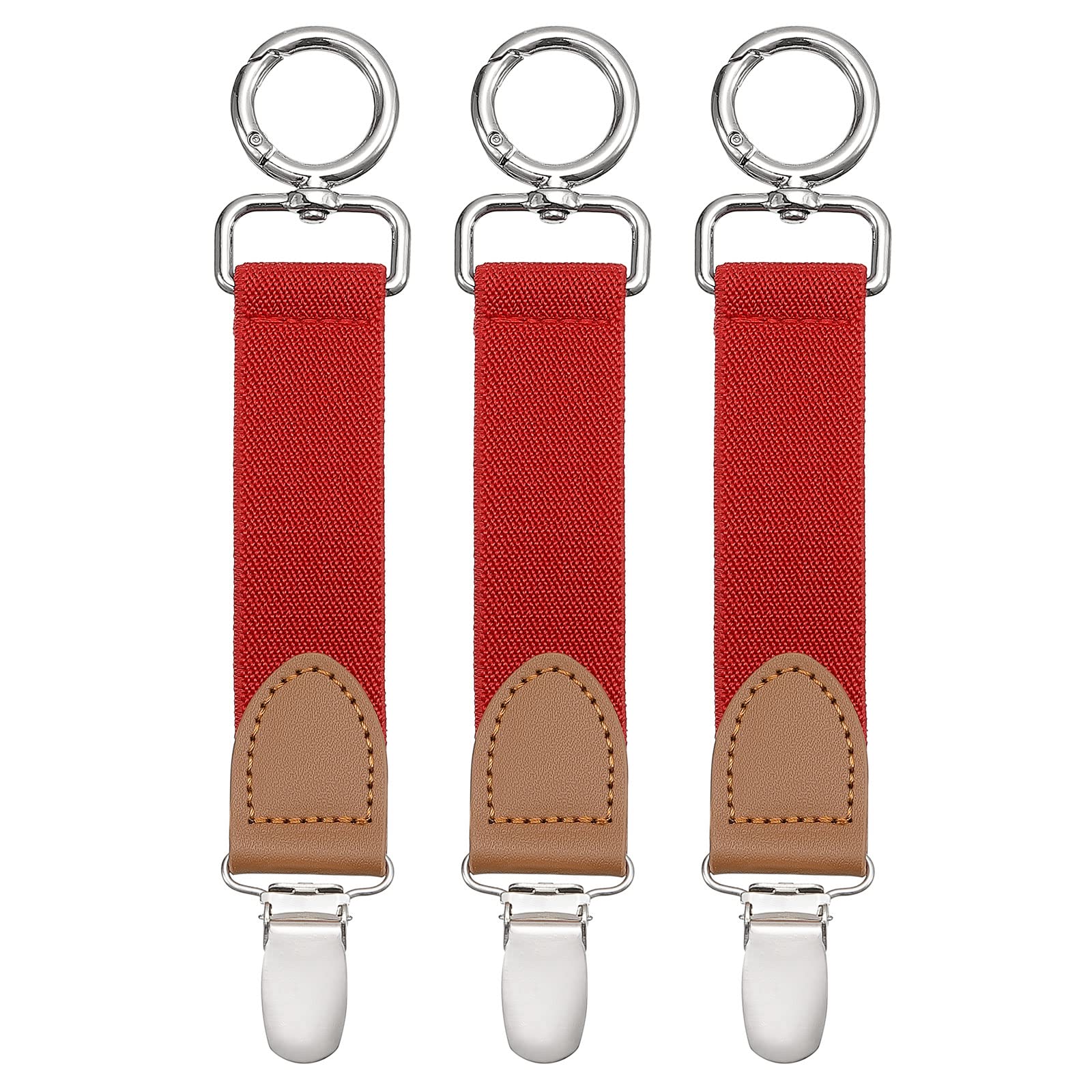 sourcing map Hat Clips for Travel, 3pcs Elastic Hat Clips for Women Bag Handbag Backpack Luggage Travel Accessory Hat Companion(Red)