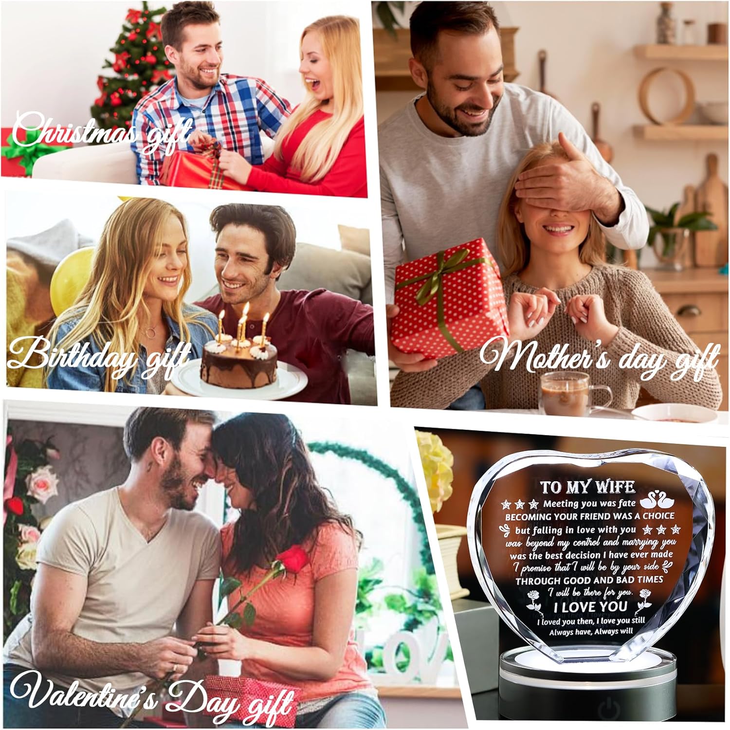 Movdyka Gifts for Wife from Husband Best Birthday for Wife Ideas Crystal Keepsake Great Gifts to My Wife Valentines Day Christmas for My Lovely Wife Glass Plaque Decor - Image 4