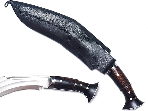 Miniatura 5 de MASUM Panawal Full Tang Gurka Khukri - Cuchillo de hoja afilada triple Fuller de 12 pulgadas, vaina de cuero negro con 2 cuchillos utilitarios