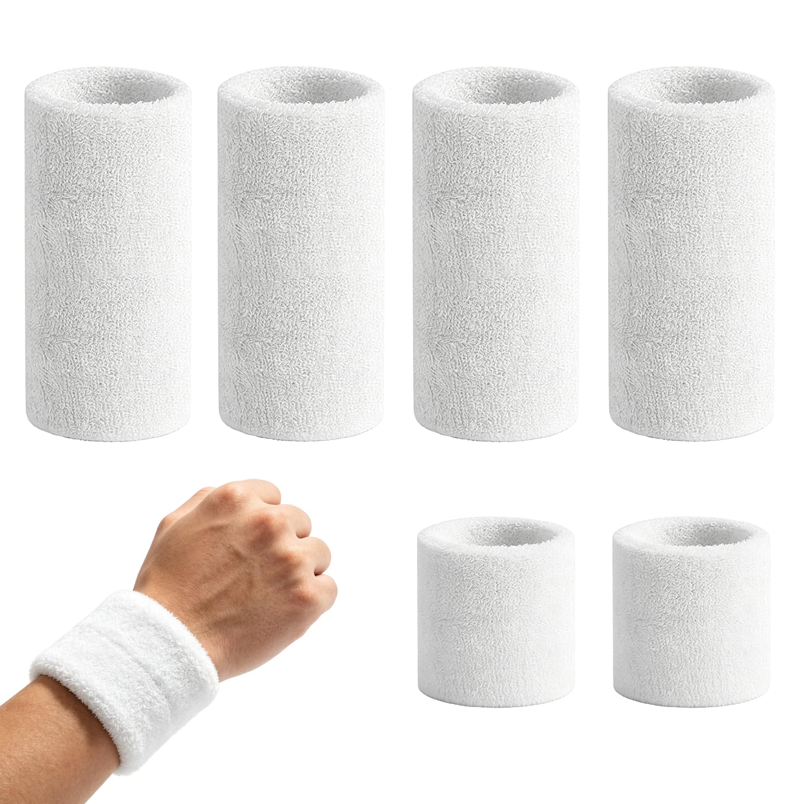 6 Pz Polsini Palestra Uomo Donna, Fascia Polso Antisudore, Fasce Elastiche per Sport, Fitness, Calcio e Tennis