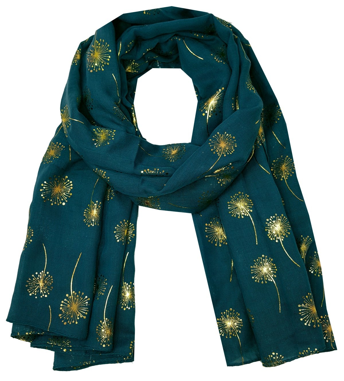World of Shawls New Ladies Womens Glitter Sparkle Print Scarf Scarves (Dandelion - Teal)