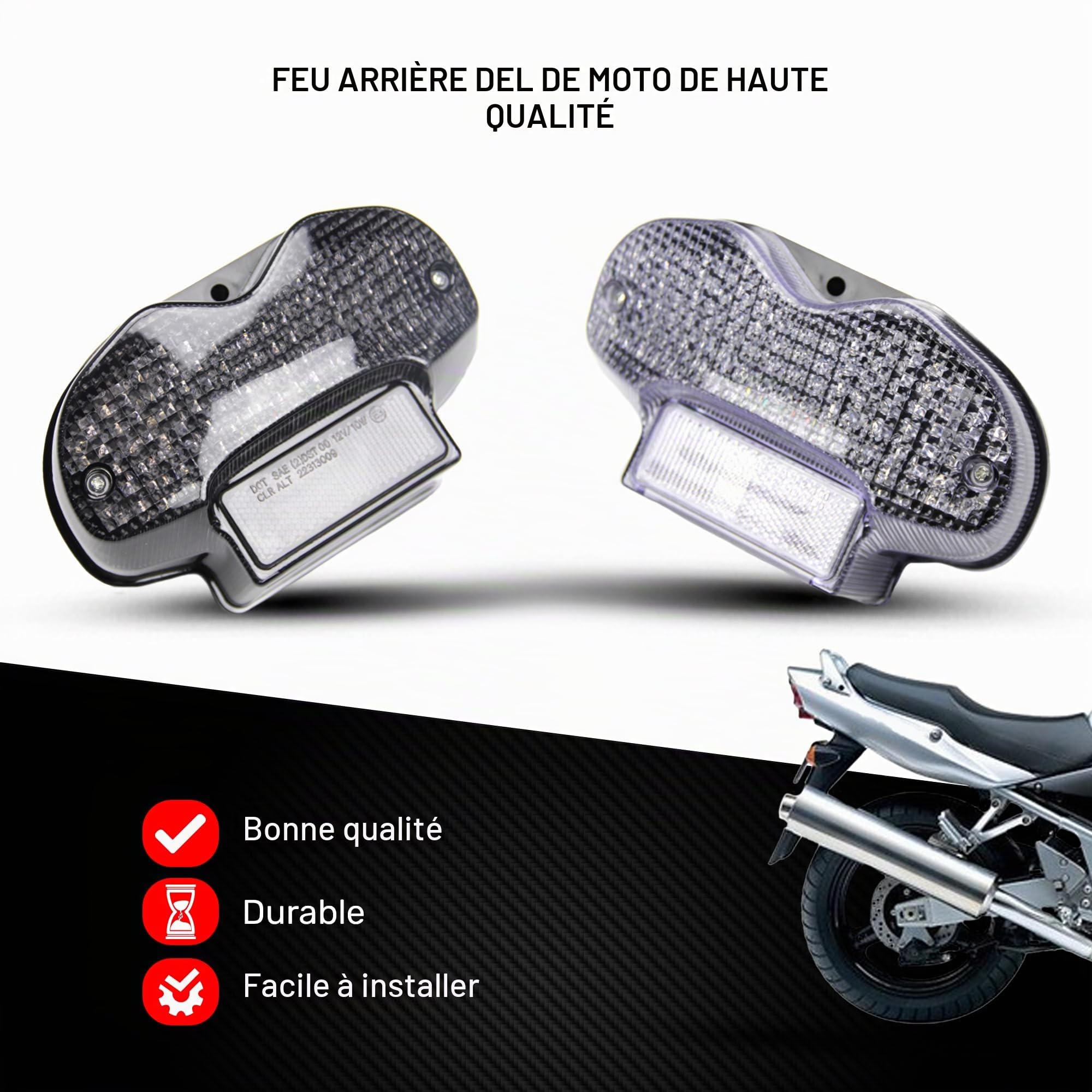 AVDB-moto Feu Stop Led Clignotants Intégrés compatible avec GSF Bandit 600 1200 2000-2005 (Teinté)