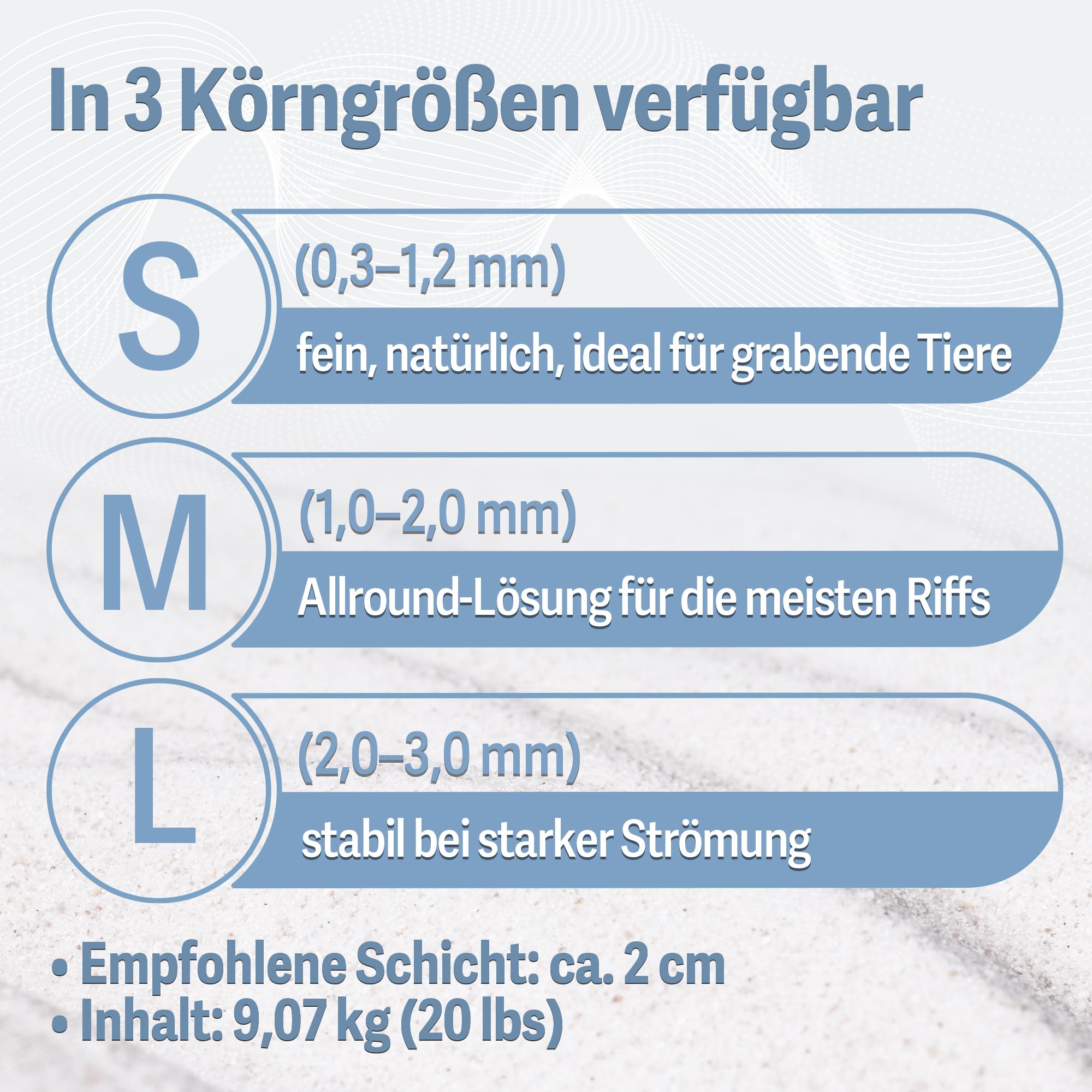 ATI Fiji White Sand M – strahlend weißer natürlicher Bodengrund für Meerwasseraquarien, hohe Reinheit, sehr Gute Lichtreflexion, 1,0–2,0 mm, 9,07 kg