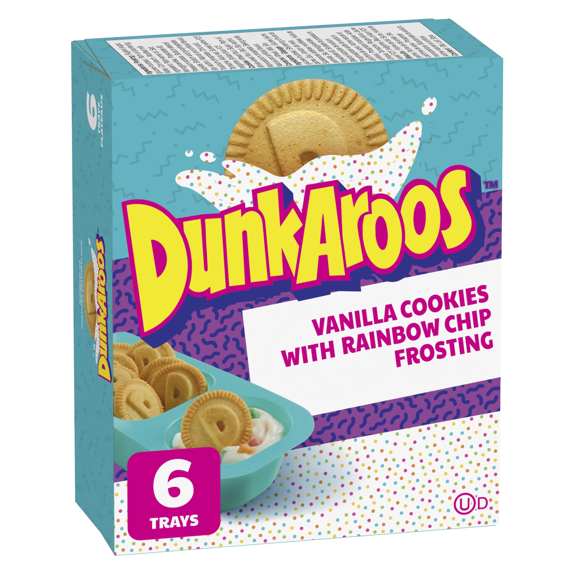 DunkAroos, Vanilla Cookies with Rainbow Sprinkle Frosting, 6 x 28g/1 oz