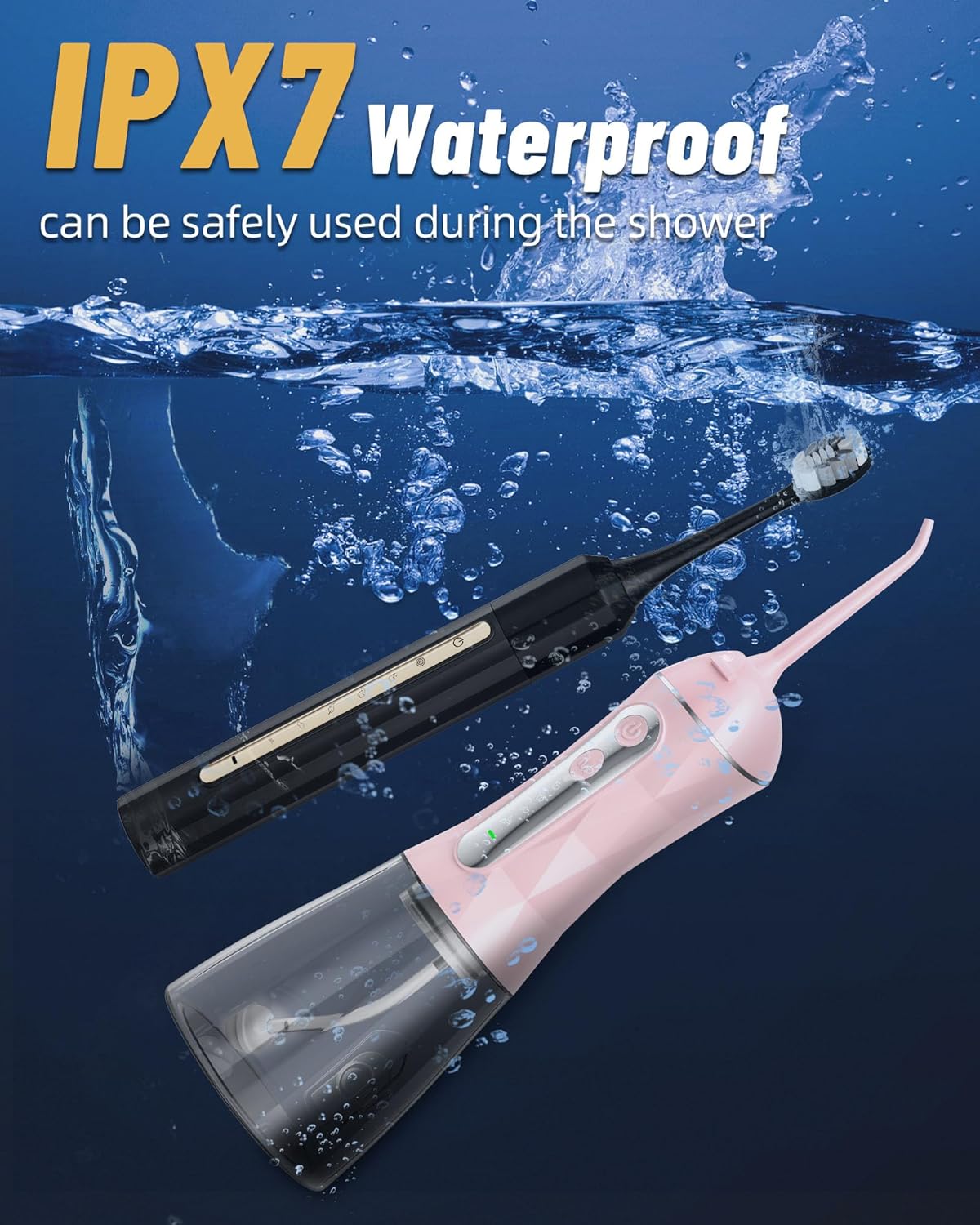 Water Flosser and Electric Toothbrush Combo,2-1 Oral Clean Kit, 5-Speed Sonic Electric Toothbrush & 4-Speed Portable Water Flosser to Clean Teeth and Protect Gum Health, IPX7 (Pink-Set)