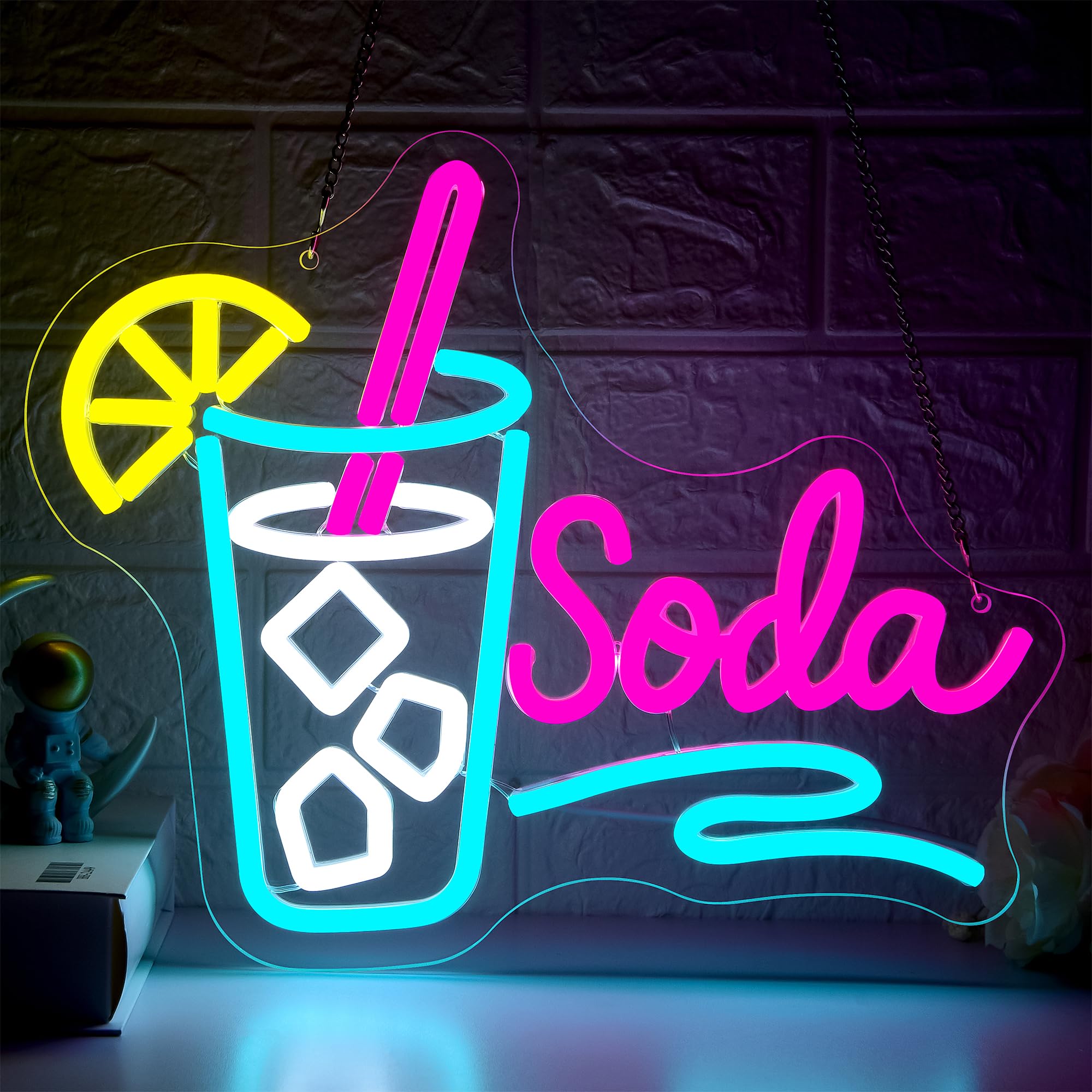 Cartello al neon con soda per decorazione da parete, dimmerabile, luce al neon per uomo, grotta, LED, per negozi, bar, birrerie, feste, cucina, ristorante, regalo di Natale e compleanno, dimensioni 32