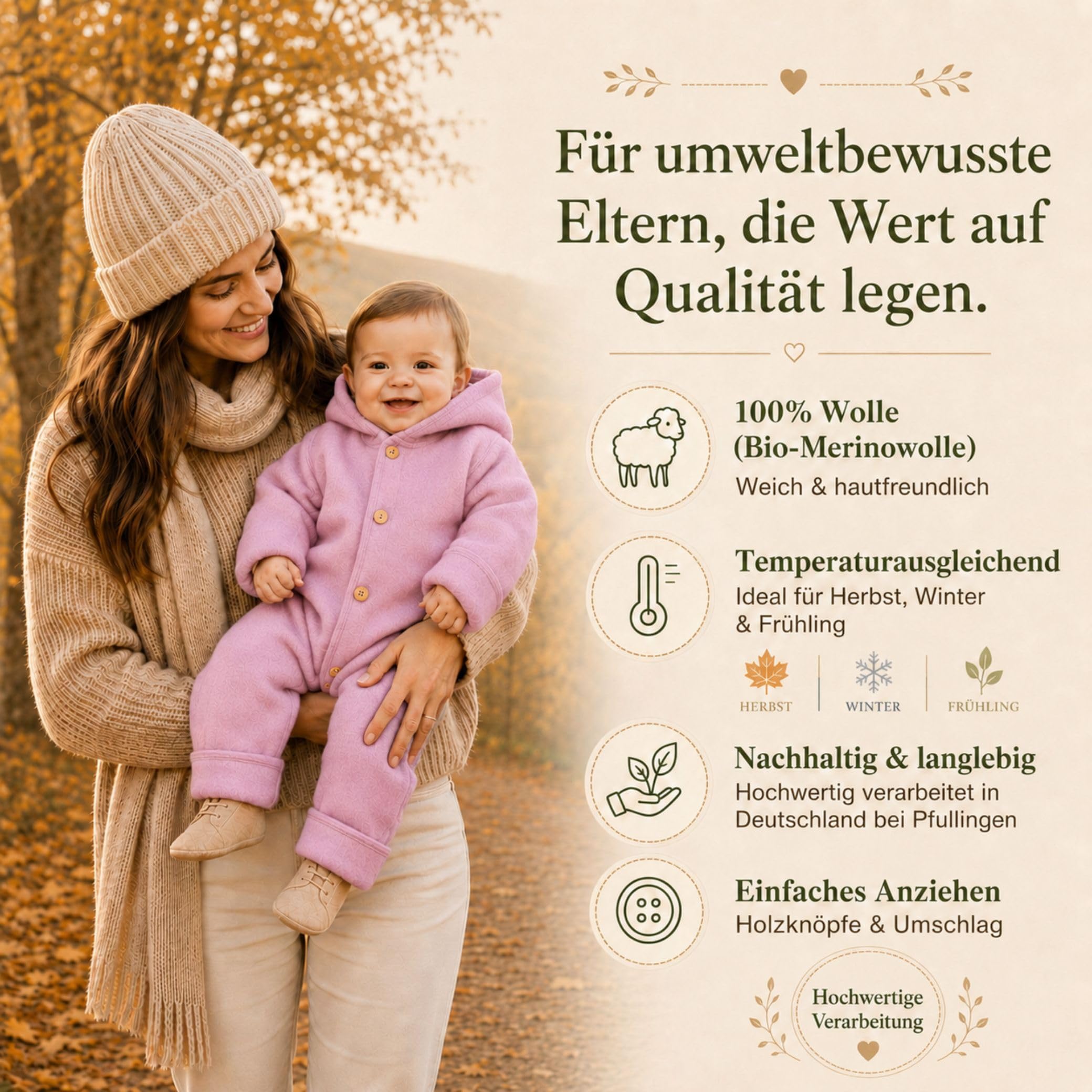 Engel Walk Overall & Windel Blaubaer – Wollfleece Baby Overall 100% Schurwolle (kbT) – Temperaturausgleichend, Atmungsaktiv, Kratzfrei – Wolloverall Baby Herbst & Winter – Babyanzug - Made in Germany