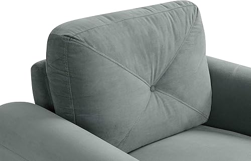 Miniatura 20 de Harper & Bright Designs Sofá individual tapizado de terciopelo con respaldo copetudo con botones, sillón moderno para sala de estar, color negro