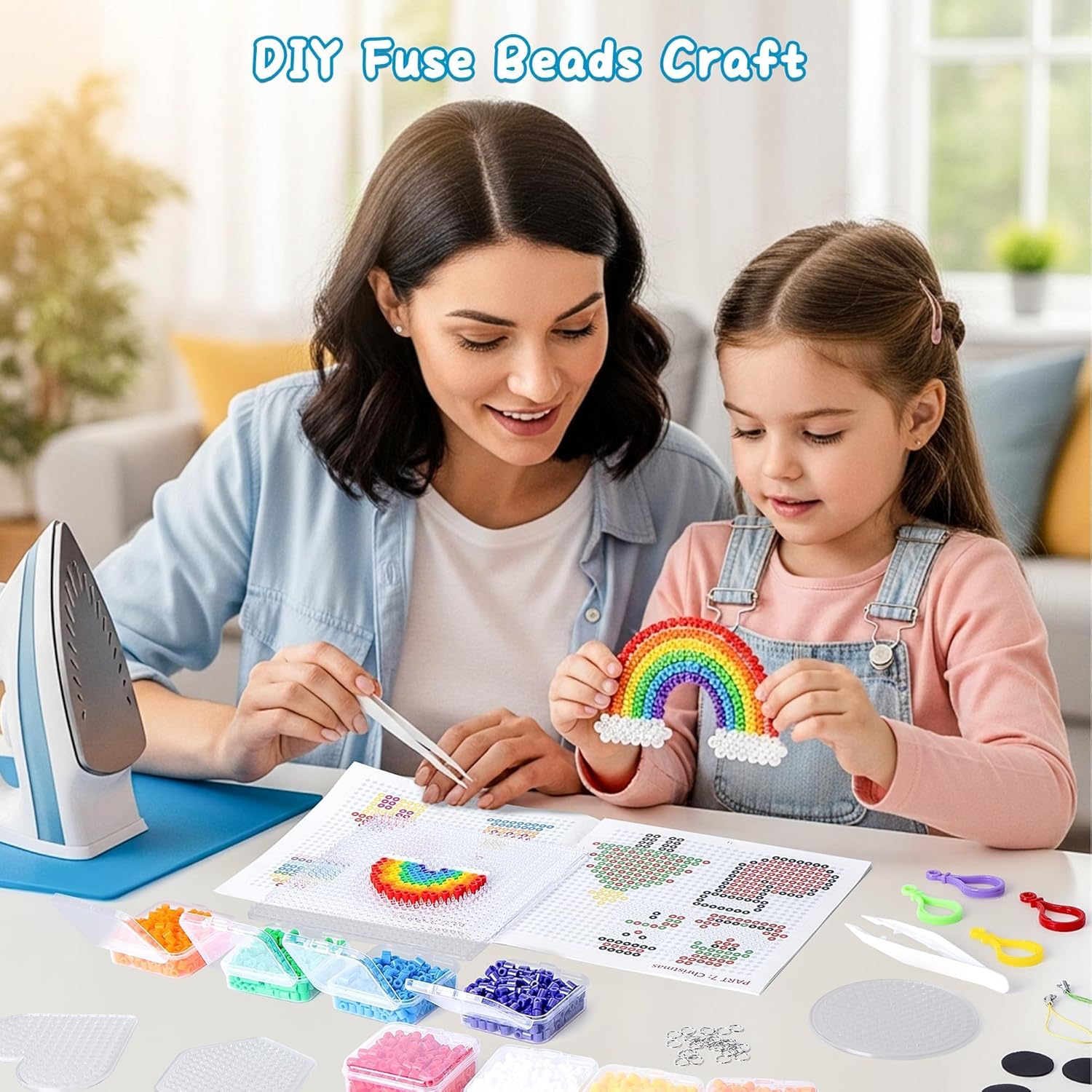 Pllieay 5MM Fuse Beads Kit for Kids with Storage Boxes, 30 Color Fuse Beads Set Including 5 Pegboards, Ironing Paper and Accessories for Birthday and Christmas, Arts and Crafts Supplies for Kids - Image 2