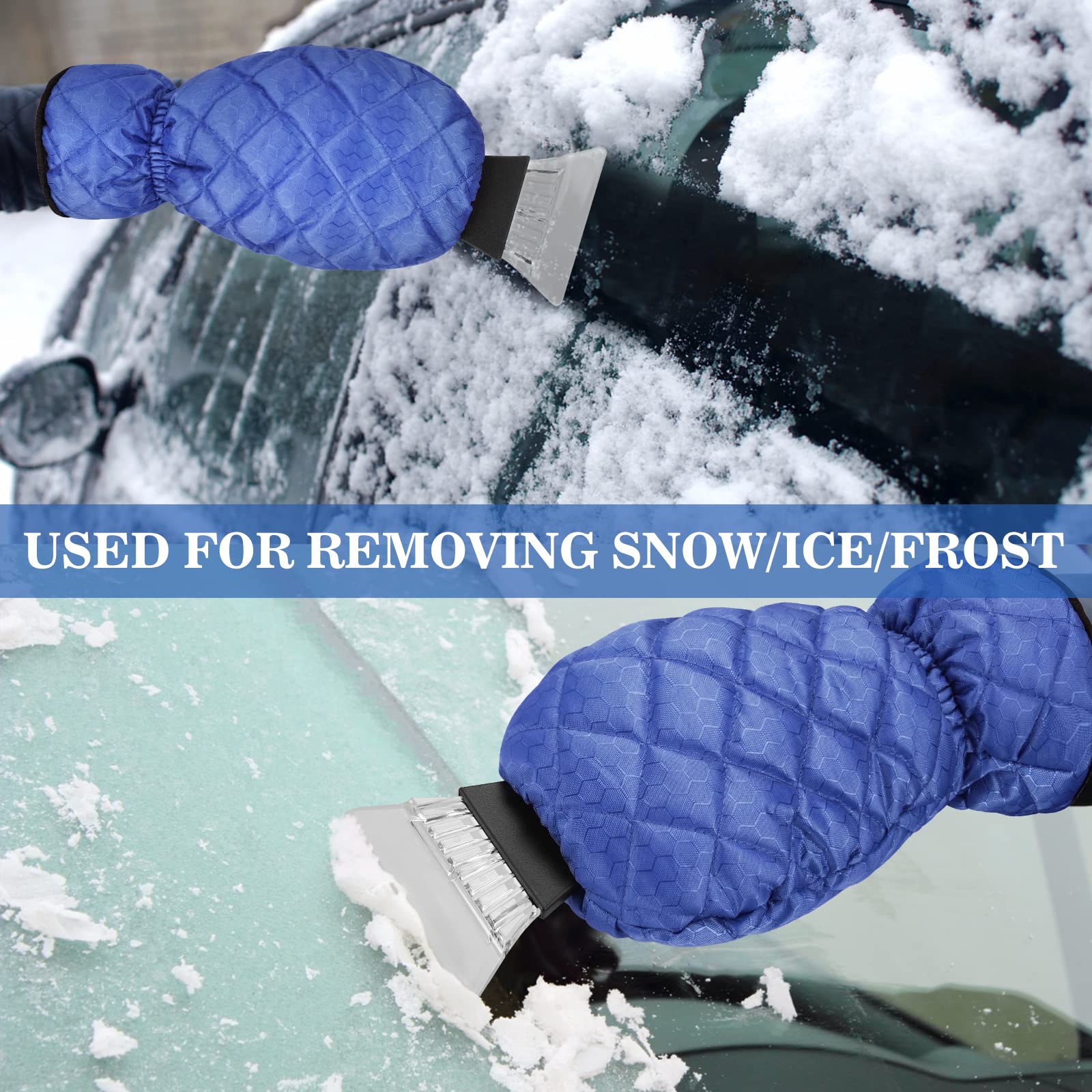 Coindivi Eiskratzer kompatibel mit Auto-Windschutzscheibe mit Handschuh, Schnee-Eiskratzer-Entferner-Werkzeug mit Handschuh, wasserdicht, Schneeschaufel zum Heizen, Compa