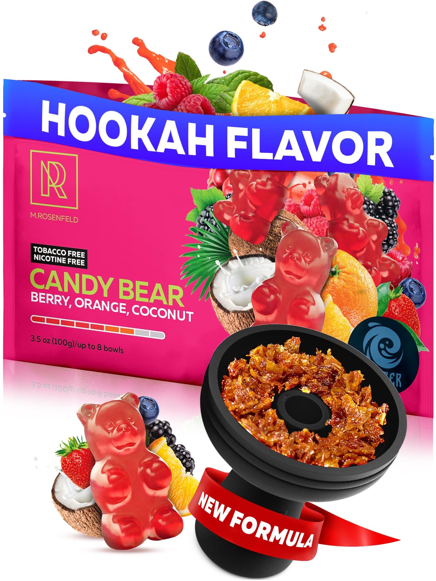 Candy Bear Shisha Hookah Flavors – 3.5 oz (100g) Tobacco Free & Nicotine Free Shisha – Premium Non-Tobacco Hookah Flavors – Long-Lasting & Rich Smoke