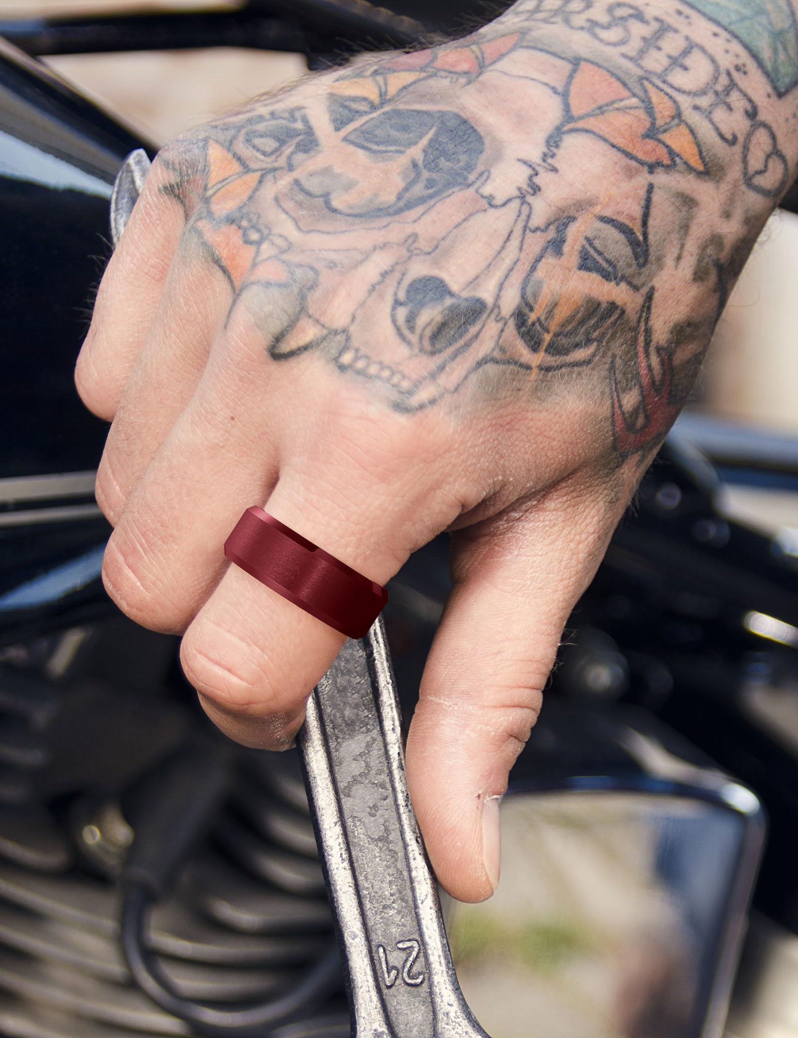 King Will Anillo de boda de carburo de tungsteno de 6 mm, 7 mm, 8 mm, ajuste cómodo, bordes biselados, bordes escalonados, T 1/2(62.08mm), Carburo de tungsteno, Sin piedra preciosa