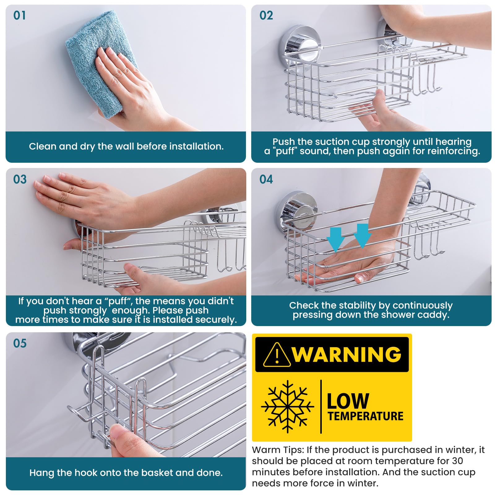 TAILI Duschablage Ohne Bohren Rostfreie Duschregale für die Dusche Große Kapazität Bad Organizer Ohne Bohren Badezimmer Zubehör für Shampoo Duschkorb Küche Organizer, Silber
