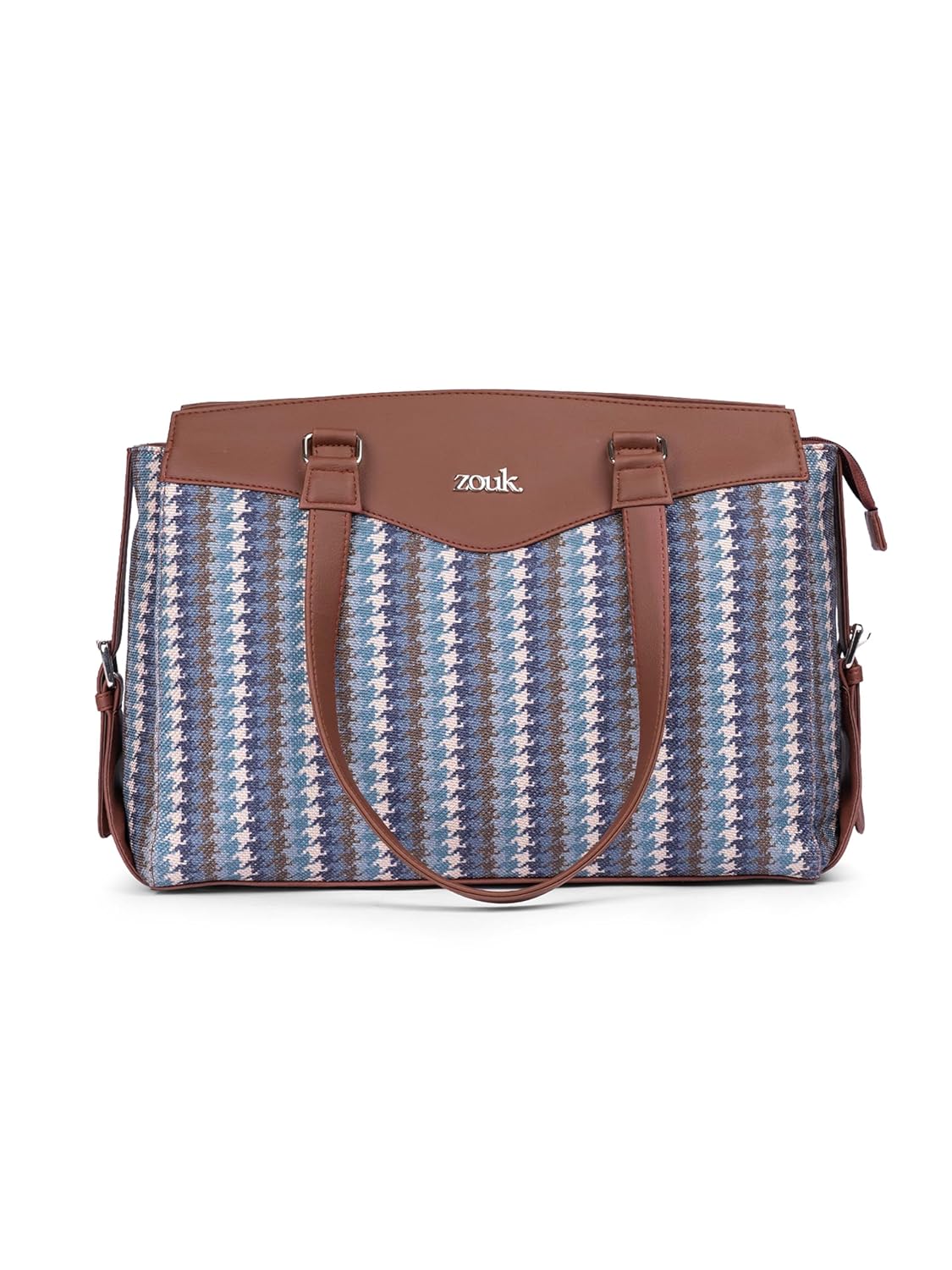 ZOUK Printed Vegan Leather Women’s Office Work Bag Brown With Double Handles Strap ZOUK Printed Vegan Leather Women’s Office Work Bag Brown With Double Handles Strap