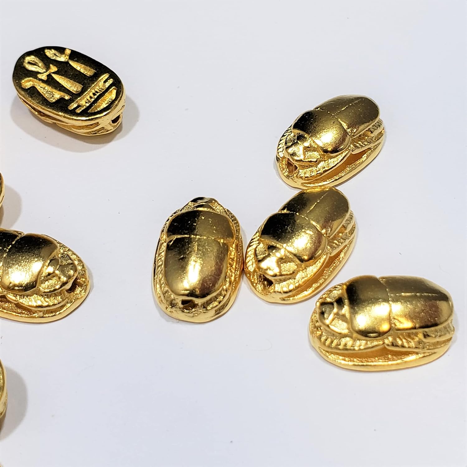 Egyptian Scarab Beads - 20 pcs - Gold Plated
