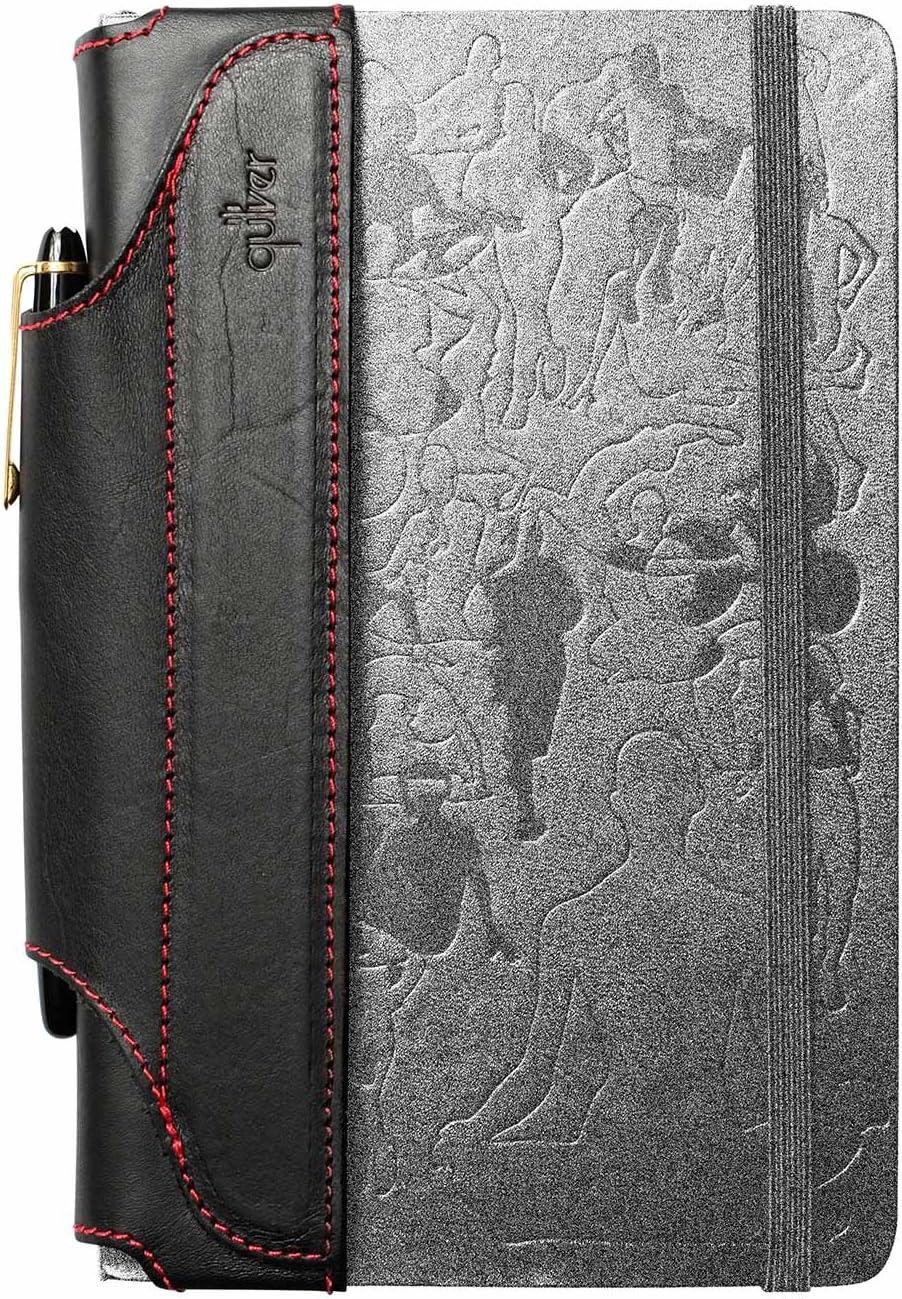 Quiver Pen Holder For Notebook, Single Pen Holder, Full Grain Leather, Elastic, Reusable, Non-Adhesive, Fits A5 Notebooks, Journals, Planners, And Diaries 8-8.5 Inches (20.3-21.5 cm) Tall