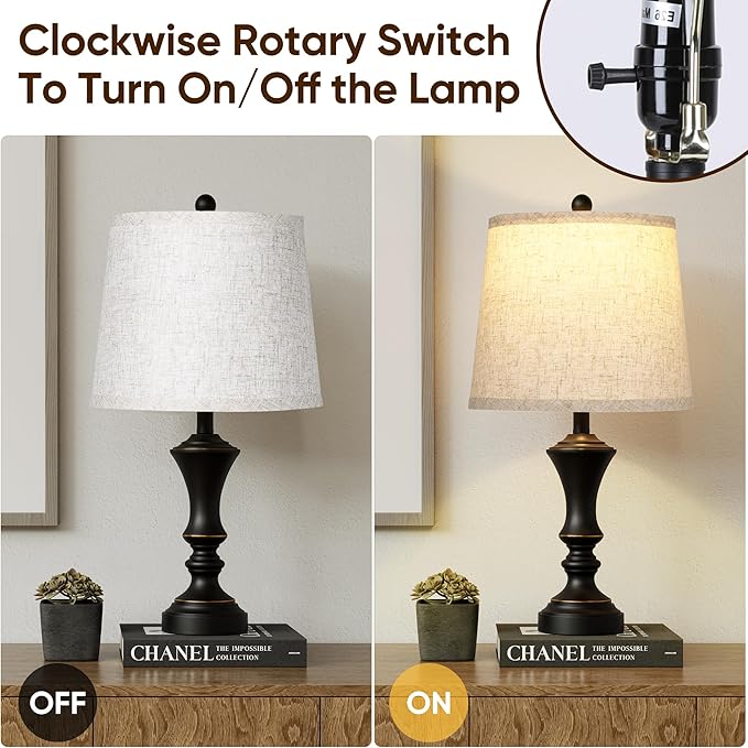 Lámparas de Mesa Retro ROTTOGOON, Set de 2, Negro, 22 Pulgadas miniatura 4