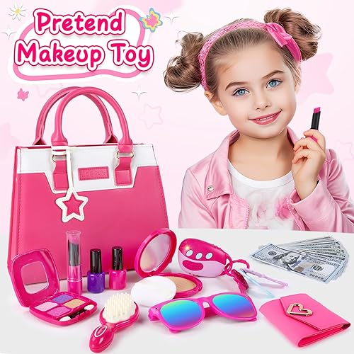Miniatura 5 de Loscola Bolso para niñas pequeñas, bolso para niños pequeños con maquillaje de simulación, juguetes de princesa para niñas de 3, 4, 5, 6 años, 29