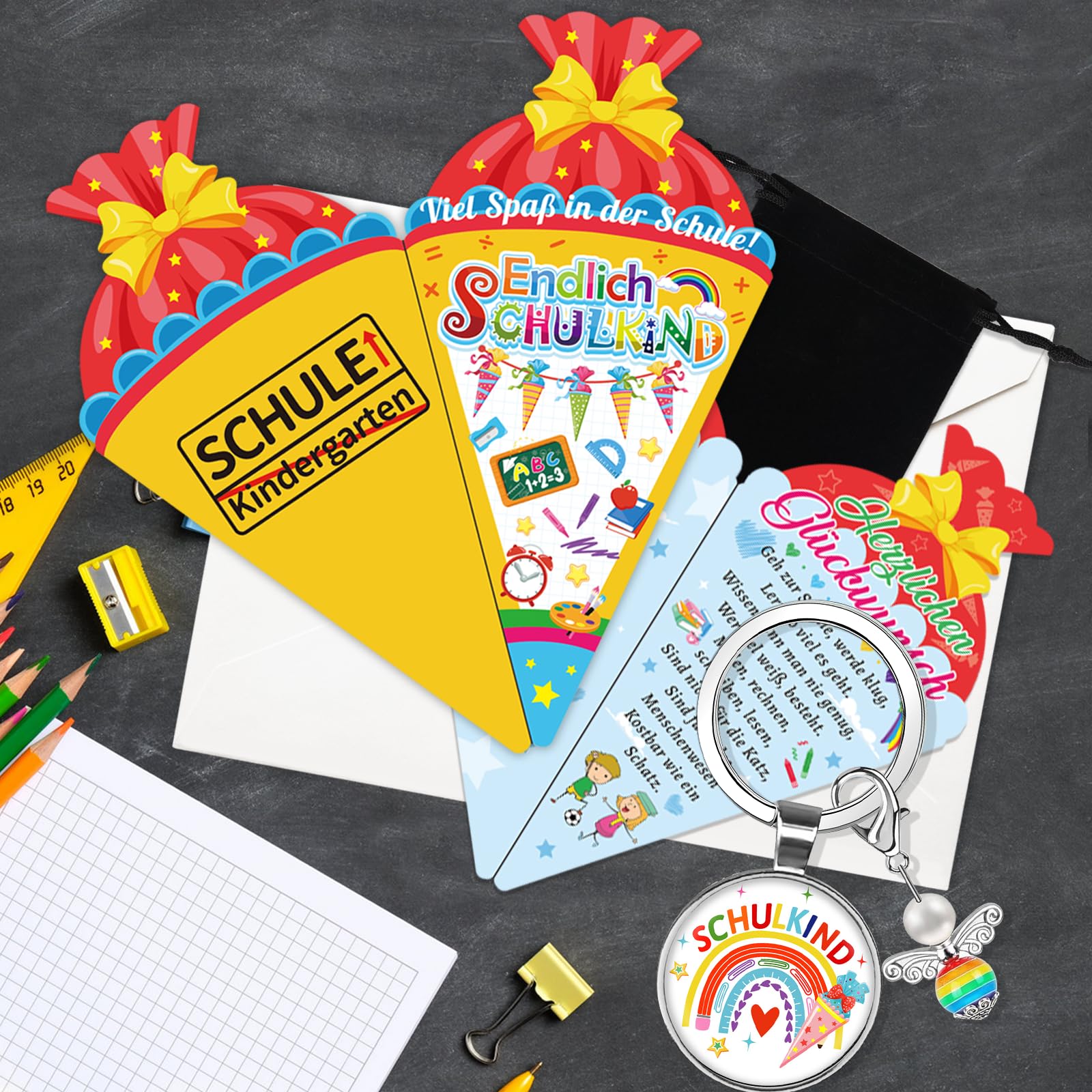 Regalo per l'inizio della scuola 2023, angelo custode, regalo per l'inizio della scuola, mutmacher, biglietto portafortuna, con scritta in lingua tedesca