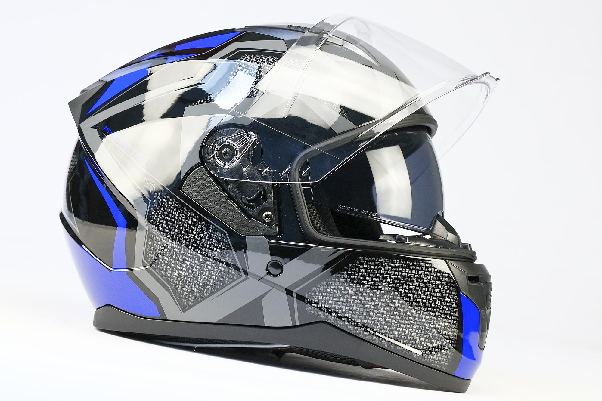 BNO X6 Motorradhelm Integralhelm – sportlicher Helm, mit Belüftung & Ratschenverschluss – waschbares Innenfutter – Größen S bis XL – Schwarz/Blau