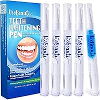 VieBeauti Teeth Whitening Pens (5 Pack) - 35% Carbamide Peroxide Gel, No Sensitivity Remineralizing Pen, Mint Flavor for Brighter Smile