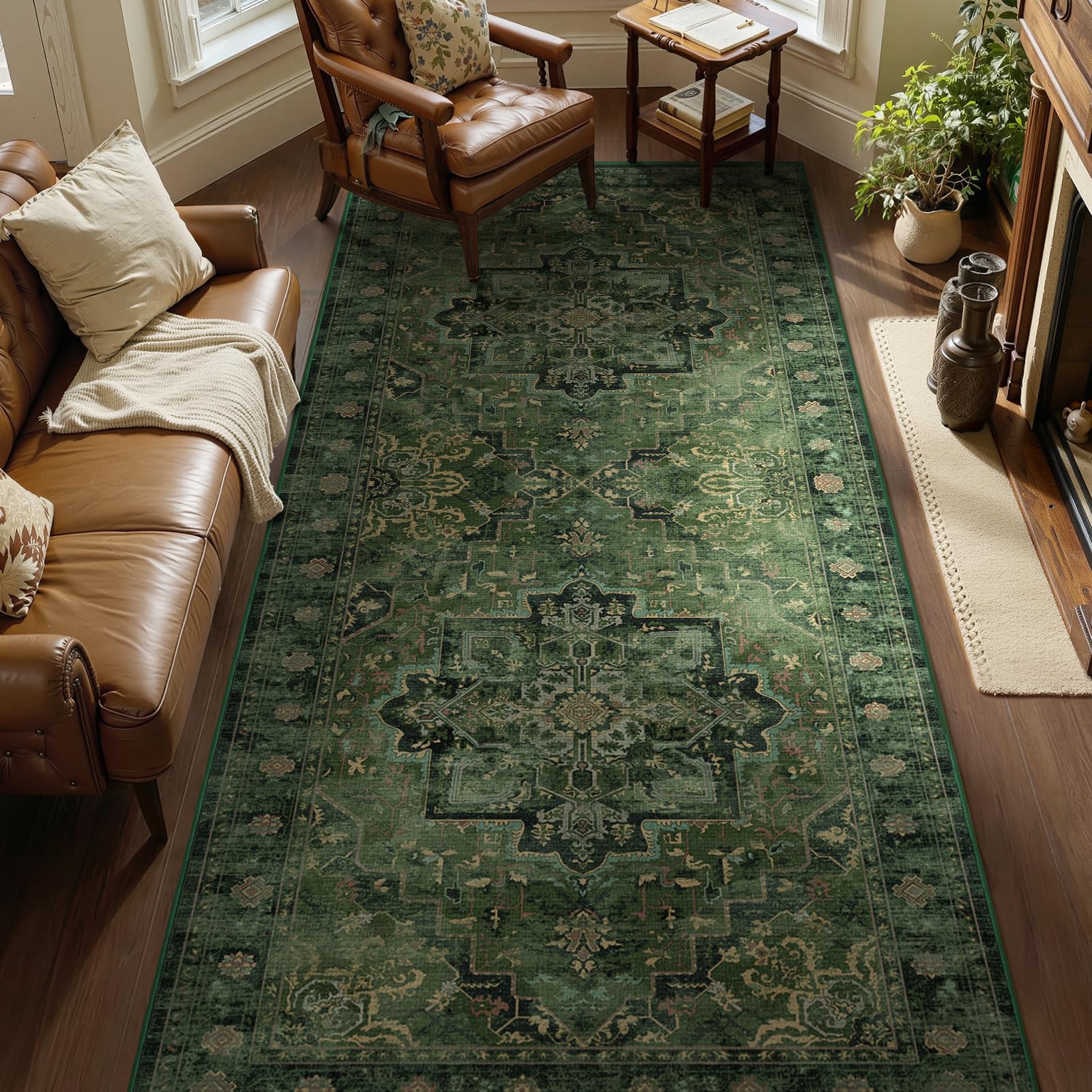 Jainmy Moody Green Medallion Rug